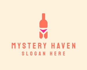 Pink Cocktail Bottle Bar logo design