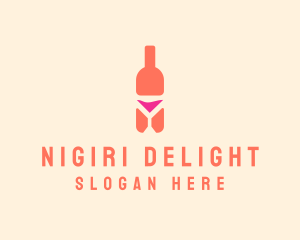 Pink Cocktail Bottle Bar logo design