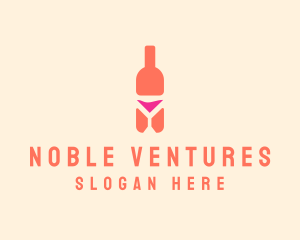 Pink Cocktail Bottle Bar logo design