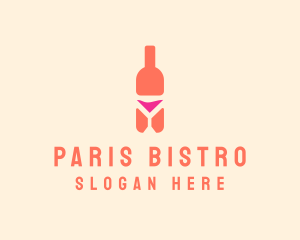 Pink Cocktail Bottle Bar logo design