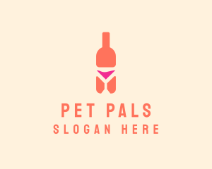 Pink Cocktail Bottle Bar logo design