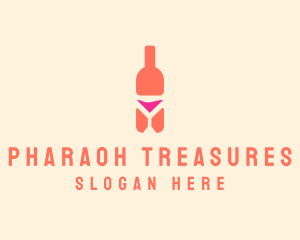 Pink Cocktail Bottle Bar logo design