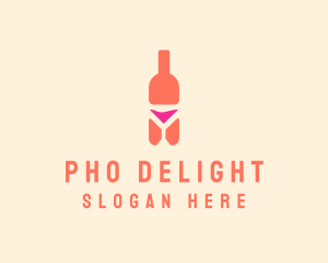 Pink Cocktail Bottle Bar logo design