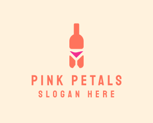 Pink Cocktail Bottle Bar logo design