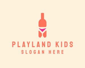 Pink Cocktail Bottle Bar logo design