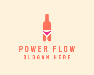 Pink Cocktail Bottle Bar logo design