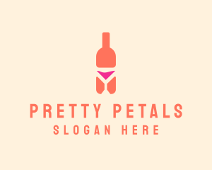 Pink Cocktail Bottle Bar logo design