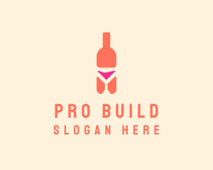 Pink Cocktail Bottle Bar logo design