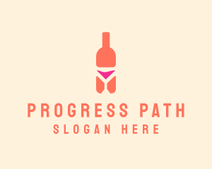 Pink Cocktail Bottle Bar logo design