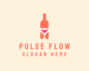 Pink Cocktail Bottle Bar logo design