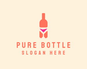 Bottle - Pink Cocktail Bottle Bar logo design