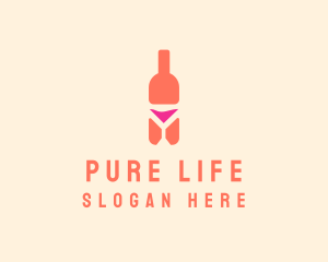 Bottle - Pink Cocktail Bottle Bar logo design