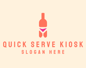 Pink Cocktail Bottle Bar logo design