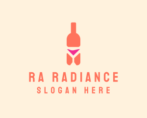 Pink Cocktail Bottle Bar logo design