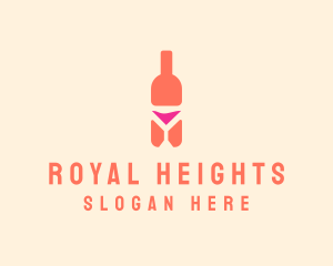 Pink Cocktail Bottle Bar logo design