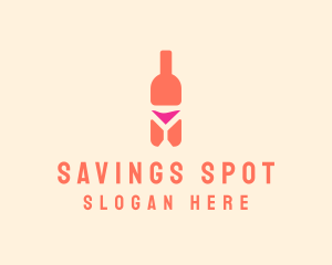 Pink Cocktail Bottle Bar logo design