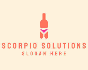 Pink Cocktail Bottle Bar logo design