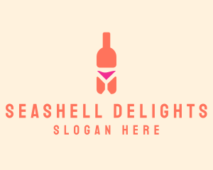 Pink Cocktail Bottle Bar logo design