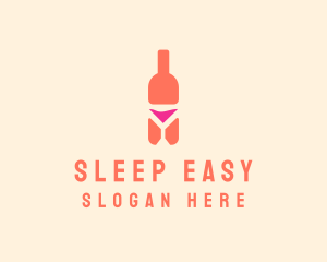 Pink Cocktail Bottle Bar logo design