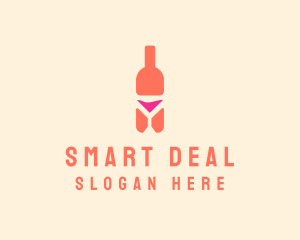 Pink Cocktail Bottle Bar logo design