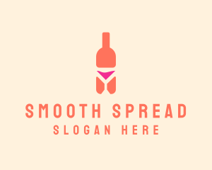 Pink Cocktail Bottle Bar logo design