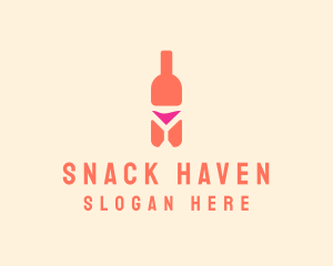 Pink Cocktail Bottle Bar logo design