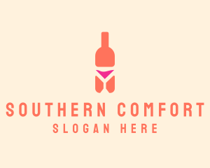 Pink Cocktail Bottle Bar logo design