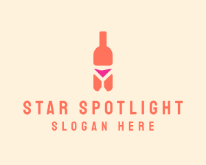 Pink Cocktail Bottle Bar logo design