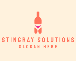 Pink Cocktail Bottle Bar logo design