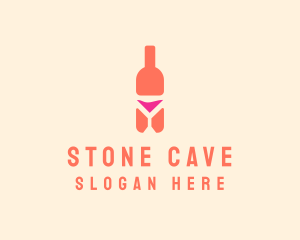 Cave - Pink Cocktail Bottle Bar logo design