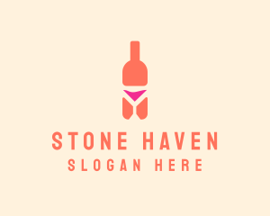 Cave - Pink Cocktail Bottle Bar logo design