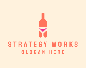 Pink Cocktail Bottle Bar logo design