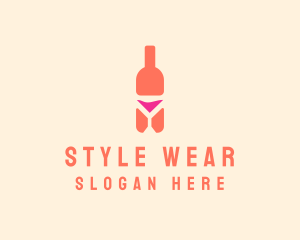 Pink Cocktail Bottle Bar logo design