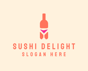 Pink Cocktail Bottle Bar logo design