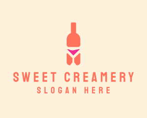 Pink Cocktail Bottle Bar logo design