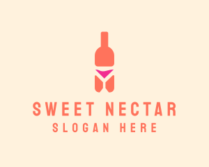 Pink Cocktail Bottle Bar logo design