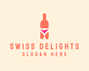 Pink Cocktail Bottle Bar logo design