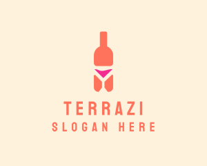 Pink Cocktail Bottle Bar logo design