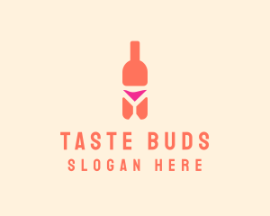 Pink Cocktail Bottle Bar logo design