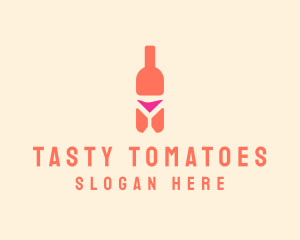 Pink Cocktail Bottle Bar logo design