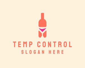 Pink Cocktail Bottle Bar logo design