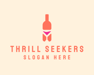 Pink Cocktail Bottle Bar logo design