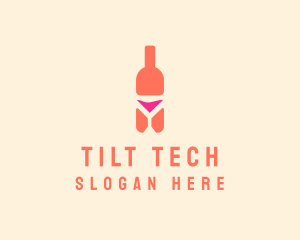 Pink Cocktail Bottle Bar logo design