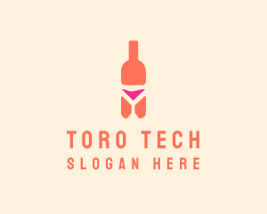 Pink Cocktail Bottle Bar logo design