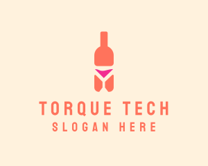 Pink Cocktail Bottle Bar logo design