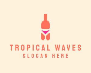 Pink Cocktail Bottle Bar logo design