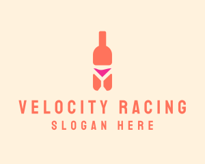 Pink Cocktail Bottle Bar logo design