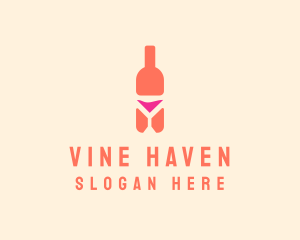 Pink Cocktail Bottle Bar logo design