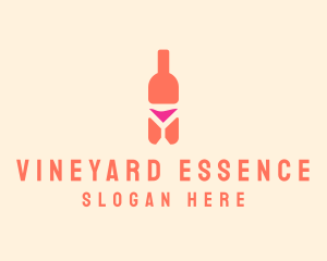 Pink Cocktail Bottle Bar logo design