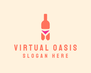 Pink Cocktail Bottle Bar logo design